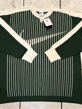 New Nike Sportswear Club Jersey Crew Sweater Green Men's Size Large II1196-323